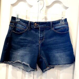 Thorn Women's Denim Shorts Size 10 Dark Wash Medium Rise Curvy Fit STRETCH